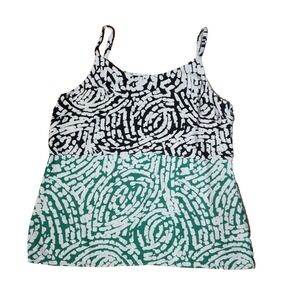 Cabi Tank Top L Green Black Adjustable Strappy Shell Cami